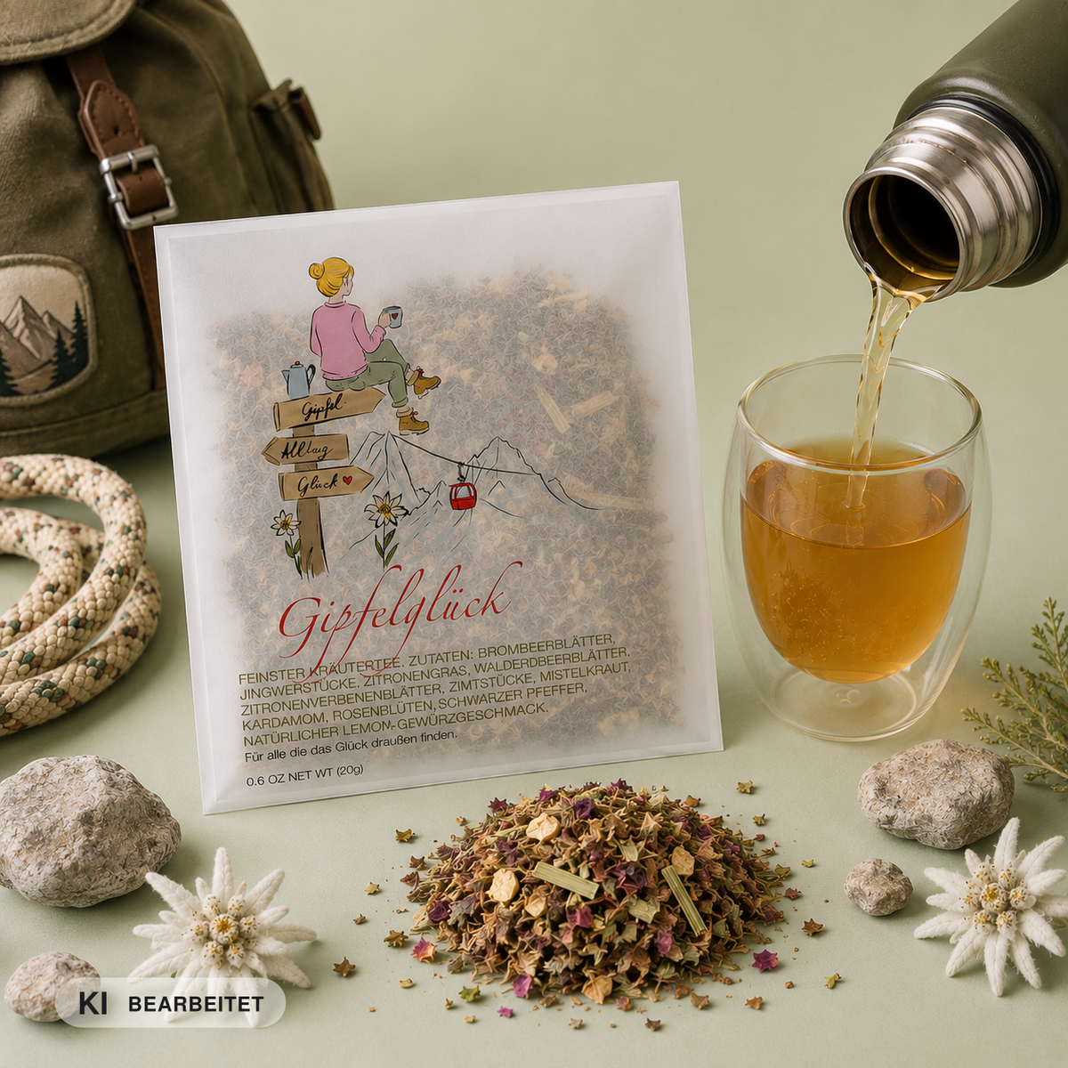 Teegeschenk Gipfelglück – AI MODIFIED / KI-BEARBEITET