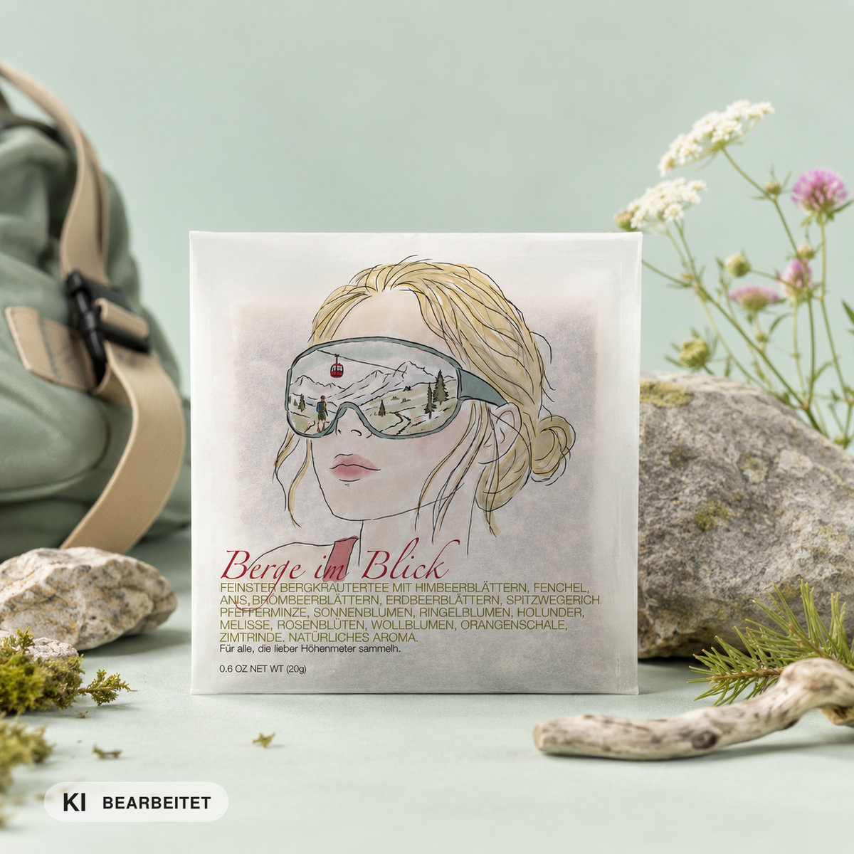 Teegeschenk Berge im Blick – AI MODIFIED / KI-BEARBEITET