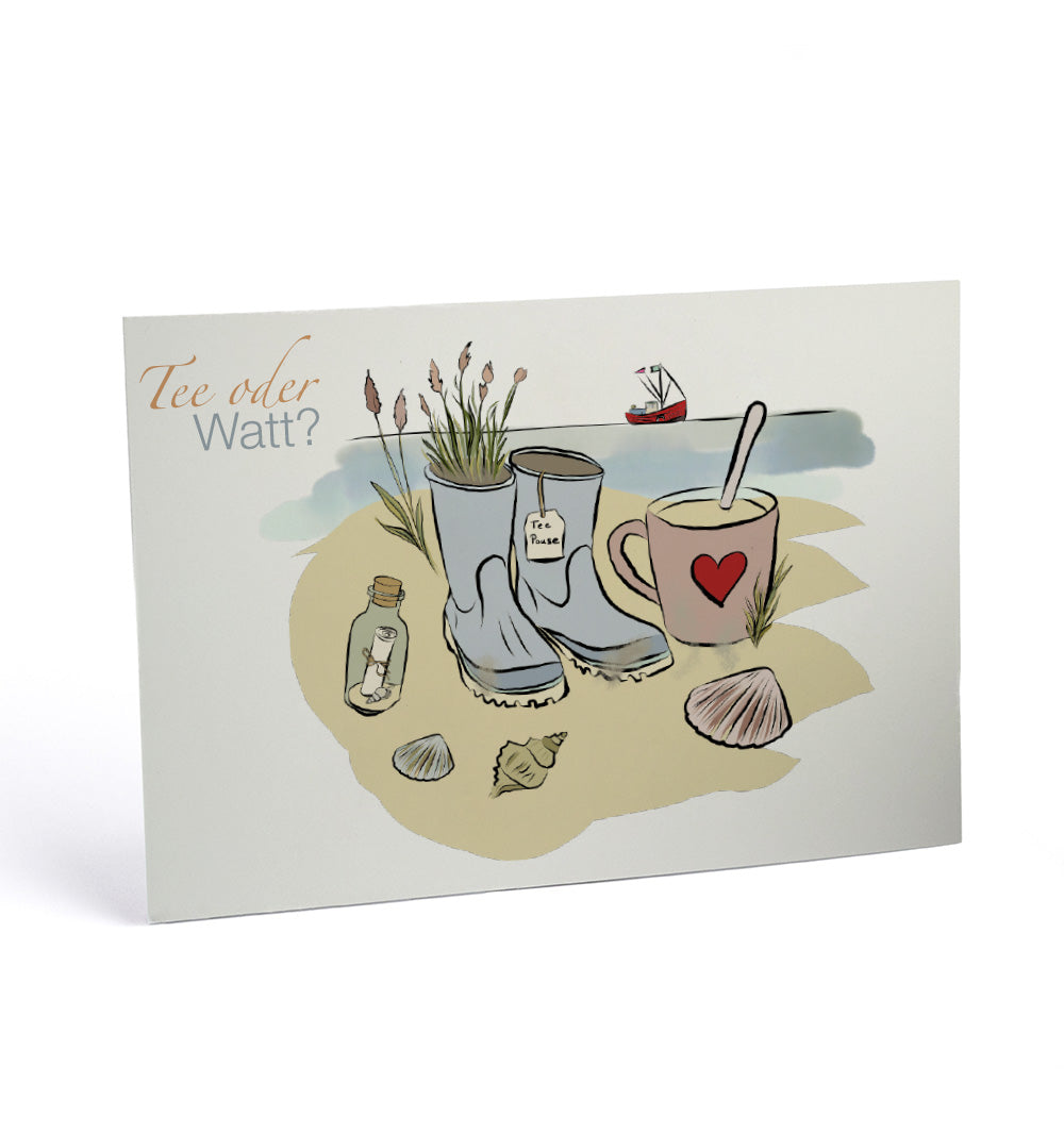Postkarte Tee oder Watt